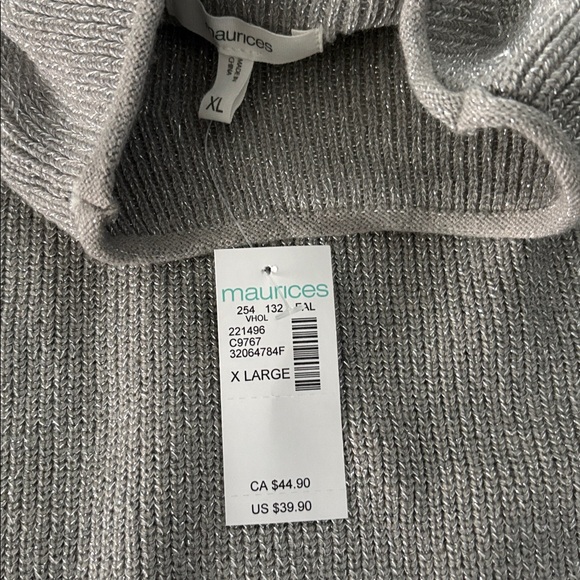 MAURICES Mock Neck Sparkly Metallic Knit Sweater in Gray Size XL—HOLIDAY VIBES - Picture 7 of 7